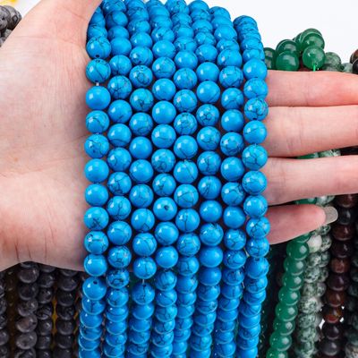 Blu turchese 8 mm forma rotonda liscia perline sciolte per strumenti per la fabbricazione di gioielli