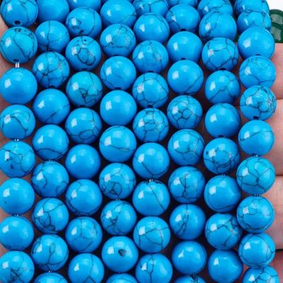 Blu turchese 8 mm forma rotonda liscia perline sciolte per strumenti per la fabbricazione di gioielli