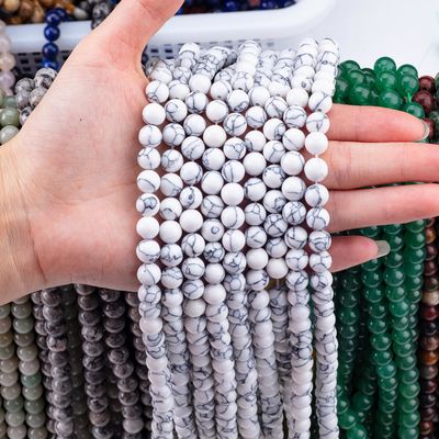 Pietra di cristallo 8 mm Howlite Forma rotonda Gemstone Perla libera Per la fabbricazione di braccialetti collare