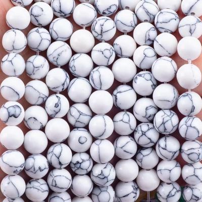 Pietra di cristallo 8 mm Howlite Forma rotonda Gemstone Perla libera Per la fabbricazione di braccialetti collare
