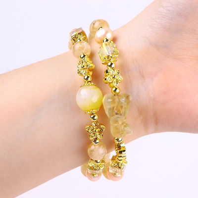 Braccialetto di cristallo di citrino giallo da 8 mm con intaglio da cane