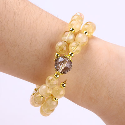 Braccialetto di cristallo di citrino giallo da 8 mm con intaglio da cane