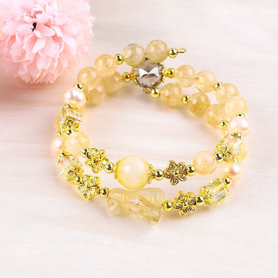 Braccialetto di cristallo di citrino giallo da 8 mm con intaglio da cane