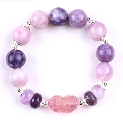 14MM Purple Mica Bracelet Fluorite Pixiu Stretch Bead Bracelet Porta Fortuna