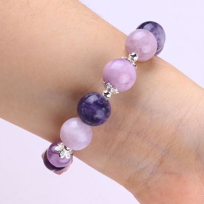 14MM Purple Mica Bracelet Fluorite Pixiu Stretch Bead Bracelet Porta Fortuna