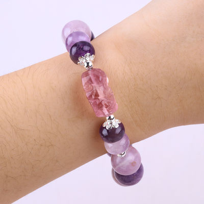 14MM Purple Mica Bracelet Fluorite Pixiu Stretch Bead Bracelet Porta Fortuna