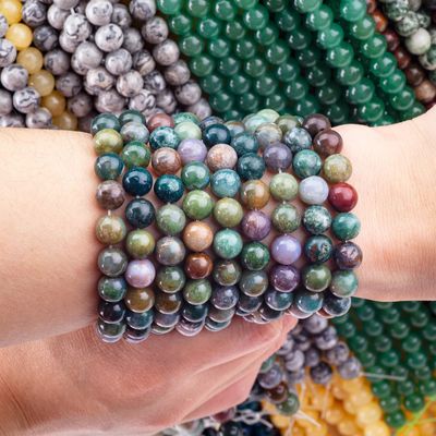 8mm Indiano Agate gemstone perle di cristallo perle di pietra curativa per la produzione di gioielli