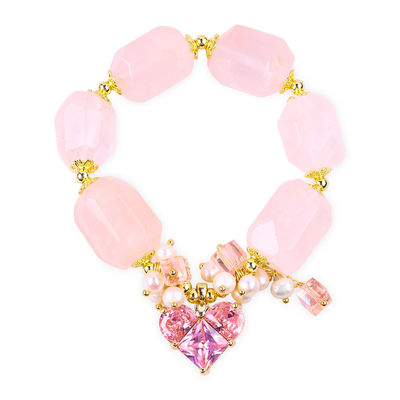 Braccialetto di pietra preziosa fatto a mano Amuleti regolabili Rosa Quarzo Braccialetto di pietra naturale Perla Gioielli per festa Indossare quotidianamente