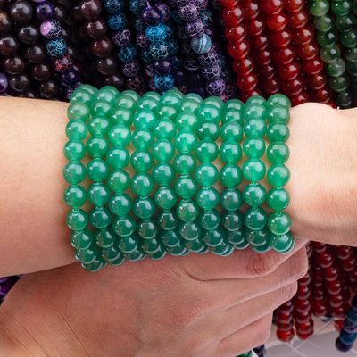 8MM Verde scuro Aventurine Cristallo Pietra liscia Rotonda ingombro Perla libera per la realizzazione di gioielli di perla