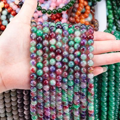 Fiore verde scuro Agate Pietra cristallina Perla liscia e sciolta per la realizzazione di gioielli a mano