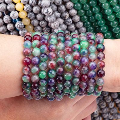 Fiore verde scuro Agate Pietra cristallina Perla liscia e sciolta per la realizzazione di gioielli a mano