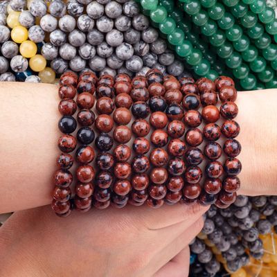 8MM Mahogany Jasper lucidato perla liscia e sciolta per la realizzazione di gioielli a mano