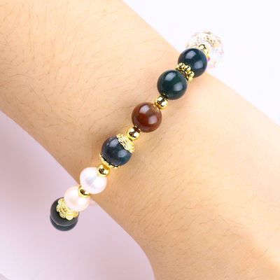 Braccialetto a perline di gemme fatto a mano Natural Indian Agate Stone Bracelet Adjustable Owl Charms Bracelet For Party Daily