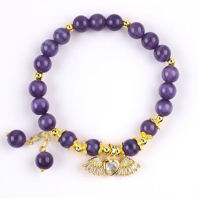 8mm cristallino viola cat eye bead lucidato gemstone braccialetti stretch