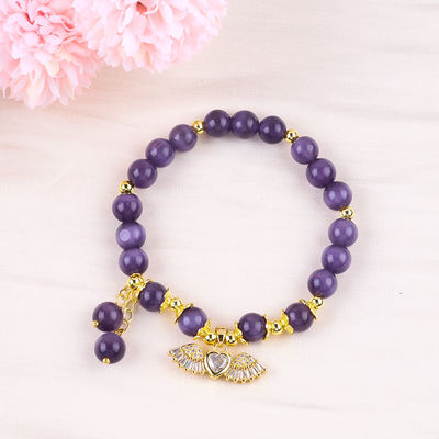 8mm cristallino viola cat eye bead lucidato gemstone braccialetti stretch