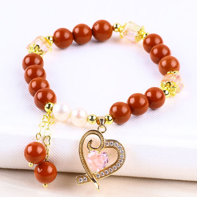 Naturale Originale 8MM Rosso Giaspero Acqua Fresca Perla Rosa Cuore Incantevole Dolce Perla Rotonda Per Amici Regalo
