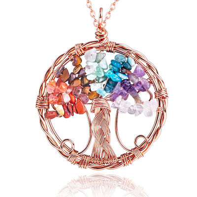 Unisex Chakra Gemstone Bracelet Chakra Tree Pendant Accetta logo personalizzato
