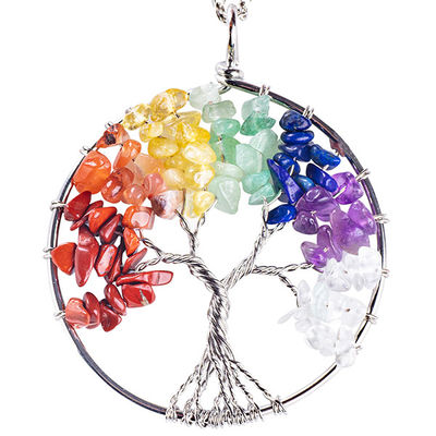 Meditazione spirituale Albero della vita Chakra Pietra di guarigione Colletto Gioielli