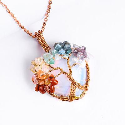 Rose Gold Healing Crystal Stone 7 Chakra Albero della Vita Pendente