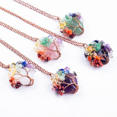 Rose Gold Healing Crystal Stone 7 Chakra Albero della Vita Pendente