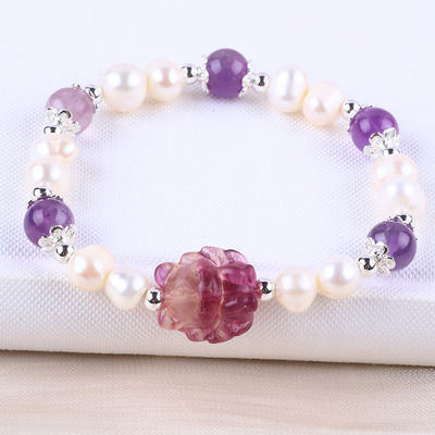 Braccialetto per perla di acqua dolce bianco cristallino