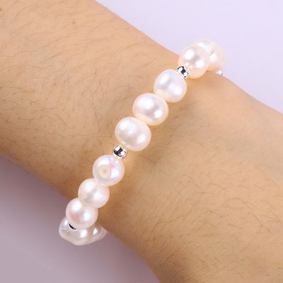 8MM Rosa Perla di Acqua dolce Stretch Bracelet Cuore Cristallo intaglio