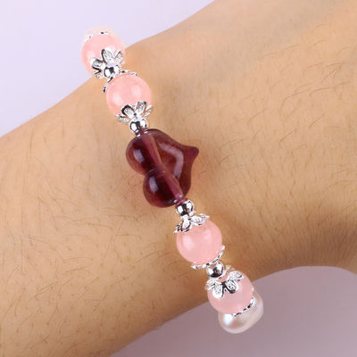 8MM Rosa Perla di Acqua dolce Stretch Bracelet Cuore Cristallo intaglio