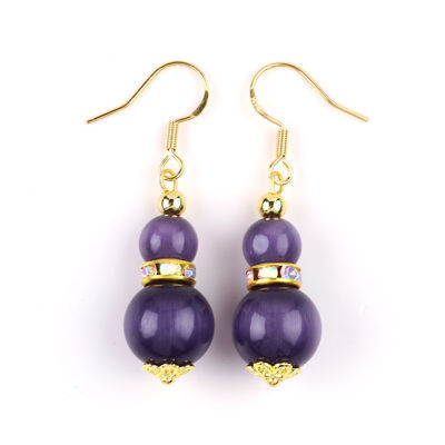 Occhio di gatto viola orecchini a goccia di gemma Dangle 8MM 10MM Perla