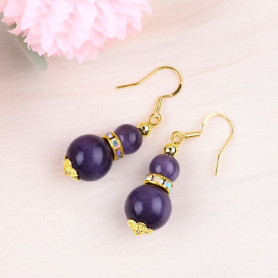 Occhio di gatto viola orecchini a goccia di gemma Dangle 8MM 10MM Perla