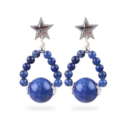 Orecchini in pietra di cristallo fatti a mano Orecchini in pietra di gemma di sodalite Orecchini con perline di stelle