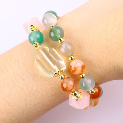 Braccialetto fatto a mano con perline di gemme Fiori naturali Agata Braccialetto di pietra Regolabile Braccialetto per feste quotidiane