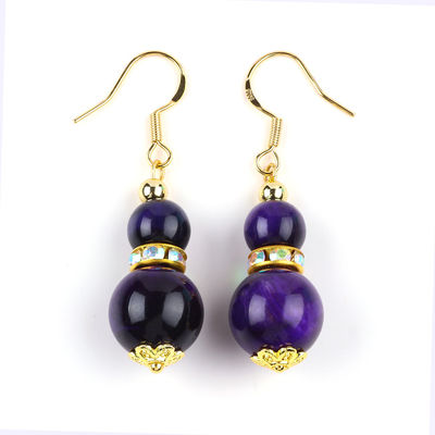 Pietra naturale spirituale viola Occhio di tigre cristallo forma rotonda Dangle Hook orecchino per indossare quotidianamente