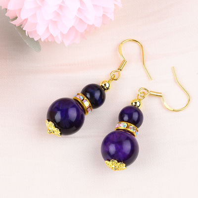 Pietra naturale spirituale viola Occhio di tigre cristallo forma rotonda Dangle Hook orecchino per indossare quotidianamente