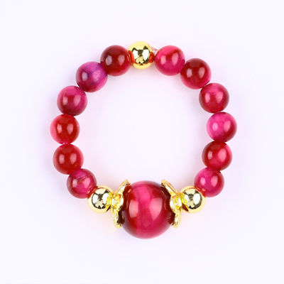 4MM Rosa Occhio di Tigre Rosso Cristallo Stretch Round Bead Ring Pietra di guarigione Anello regolabile per unisex
