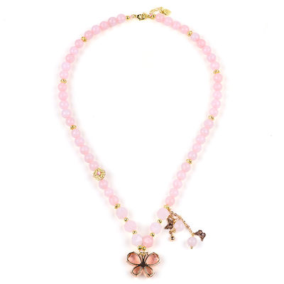 Il fascino della farfalla rosa quarzo pietra cristallo maglione collana guarigione emotiva