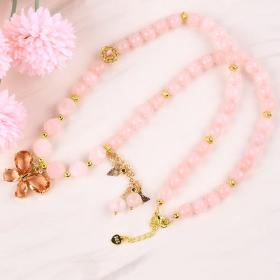 Il fascino della farfalla rosa quarzo pietra cristallo maglione collana guarigione emotiva