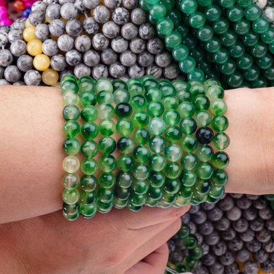 8mm Chiara Muschio Agata perle di pietra preziosa Perle di pietra cristallina curativa per la fabbricazione di gioielli