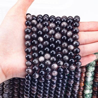 8 mm di argento ossidiana perle di pietra preziosa per la creazione di gioielli