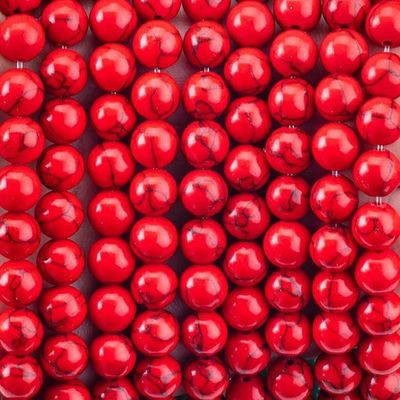 8 mm perline di pietra gioiosa turchese rossa artificiale Perline di pietra cristallina curativa per la produzione di gioielli