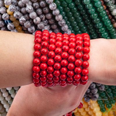 8 mm perline di pietra gioiosa turchese rossa artificiale Perline di pietra cristallina curativa per la produzione di gioielli