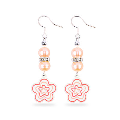 8mm perline rosa perle d'acqua dolce Dangle Hook orecchini Fiore incanto