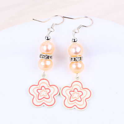 8mm perline rosa perle d'acqua dolce Dangle Hook orecchini Fiore incanto