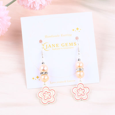 8mm perline rosa perle d'acqua dolce Dangle Hook orecchini Fiore incanto