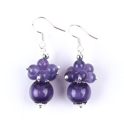 8mm Purple Cat Eye fai da te perno Dangle fiori orecchini design unico orecchini per uso quotidiano