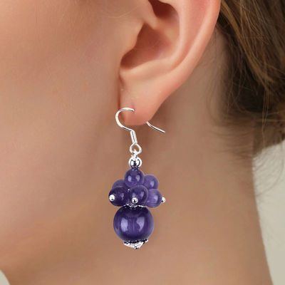 8mm Purple Cat Eye fai da te perno Dangle fiori orecchini design unico orecchini per uso quotidiano