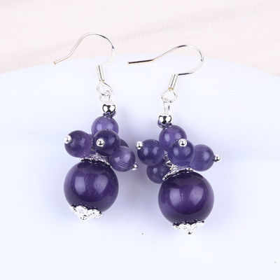8mm Purple Cat Eye fai da te perno Dangle fiori orecchini design unico orecchini per uso quotidiano