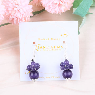 8mm Purple Cat Eye fai da te perno Dangle fiori orecchini design unico orecchini per uso quotidiano
