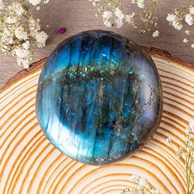 Pietra di palma di labradorite naturale curativa lucidata di tasca Pietra di roccia di labradorite irregolare Pietra di preoccupazione rilasciante di ansia