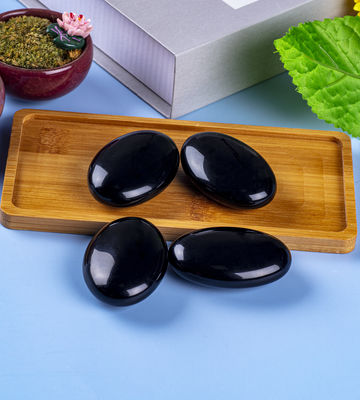 Ossigeno nero lucidato naturale pietra di palma Ossigeno nero tascabile Gemma per la riduzione dello stress Decorazione domestica