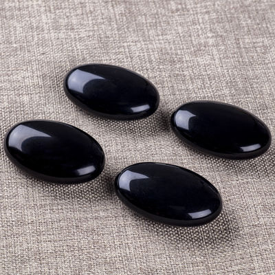Ossigeno nero lucidato naturale pietra di palma Ossigeno nero tascabile Gemma per la riduzione dello stress Decorazione domestica